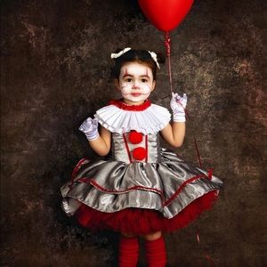Pennywise inspired dress, it clown costume includes dress , collar, leg warmers